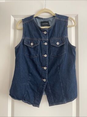Sanctuary Indigo Denim Sleeveless Button-Up Vest Top
